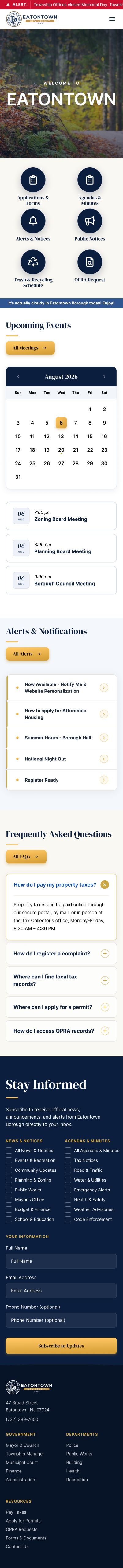 Borough of Eatontown, New Jersey mobile design